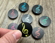 Load image into Gallery viewer, 1&quot; Black Treble Clef Magnets - set of 8
