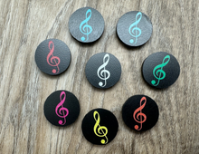 Load image into Gallery viewer, 1&quot; Black Treble Clef Magnets - set of 8
