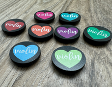Load image into Gallery viewer, 1&quot; Black Violin Heart Magnets - set of 8
