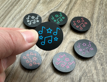 Load image into Gallery viewer, 1&quot; Black Notes and Stars Magnets - set of 8
