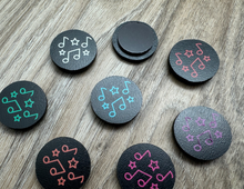 Load image into Gallery viewer, 1&quot; Black Notes and Stars Magnets - set of 8
