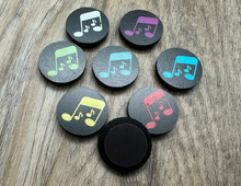 Load image into Gallery viewer, 1&quot; Black Bubble Eighth Notes Magnets - set of 8
