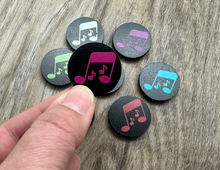 Load image into Gallery viewer, 1&quot; Black Bubble Eighth Notes Magnets - set of 8
