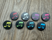 Load image into Gallery viewer, 1&quot; Black Bubble Eighth Notes Magnets - set of 8
