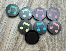 Load image into Gallery viewer, 1&quot; Black Beamed Eighth Notes Magnets - set of 8
