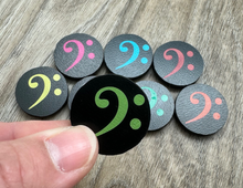 Load image into Gallery viewer, 1&quot; Black Bass Clef Magnets - set of 8
