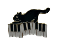 Load image into Gallery viewer, Cat on Piano Enamel Pin
