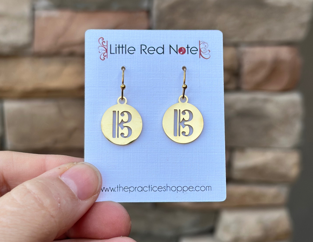 Dangle Fish Hook Stainless Steel Earrings Alto Clef Disc