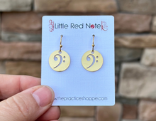 Load image into Gallery viewer, Dangle Fish Hook Stainless Steel Earrings Bass Clef Disc
