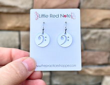 Load image into Gallery viewer, Dangle Fish Hook Stainless Steel Earrings Bass Clef Disc
