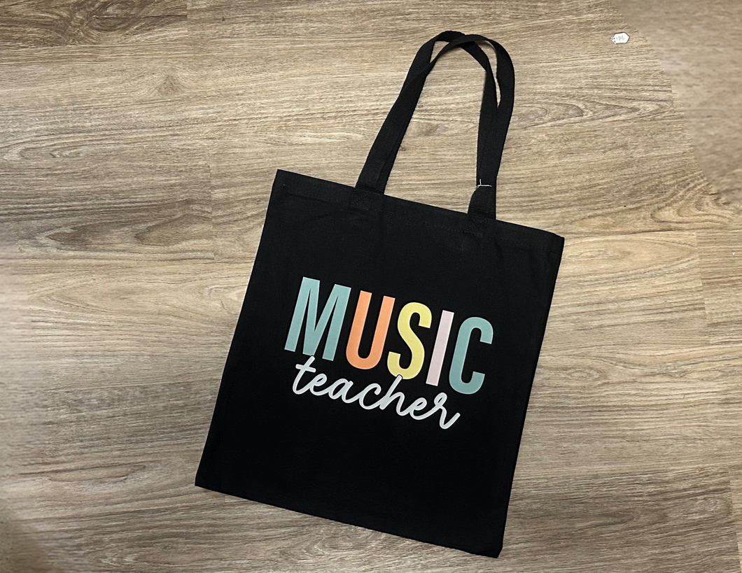 Black Canvas Music Teacher Tote Bag