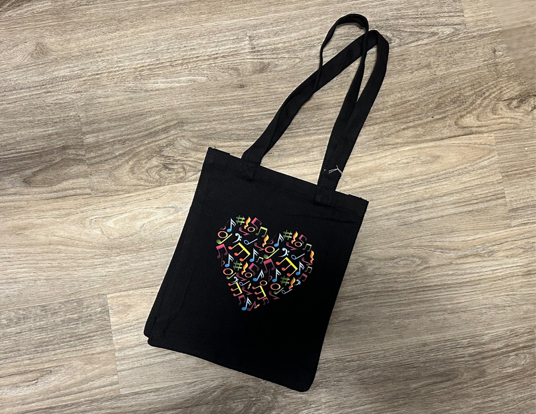 Small Black Canvas Music Heart Bag