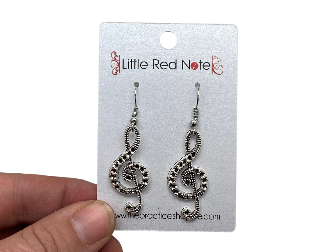 Dangle L Fish Hook Tibetan Treble Clef Earrings