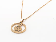 Load image into Gallery viewer, Stainless Steel Treble Clef Circle Necklace - Gold
