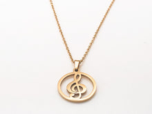 Load image into Gallery viewer, Stainless Steel Treble Clef Circle Necklace - Gold
