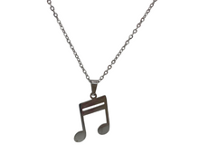 Load image into Gallery viewer, Stainless Steel Beamed Sixteenth Notes Necklace
