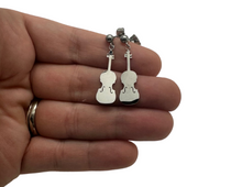 Load image into Gallery viewer, Dangle Stainless Steel Post Earrings Violin Viola Cello - Silver
