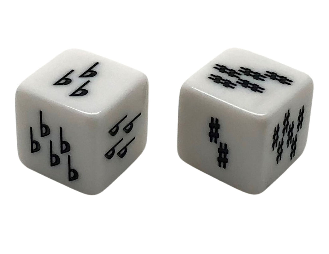 25 mm Key Signature Dice - No Clef - Sharps/Flats - Set of 2