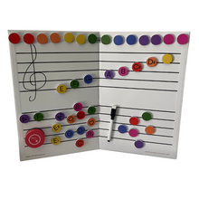 Load image into Gallery viewer, Foldable Music Staff Magnetic White Board Bundle - RAINBOW magnets
