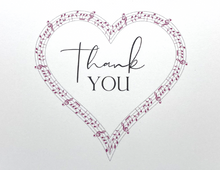 Load image into Gallery viewer, Thank You Note Card Music Heart - Set of 3
