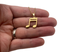 Load image into Gallery viewer, Stainless Steel Beamed Sixteenth Notes Necklace
