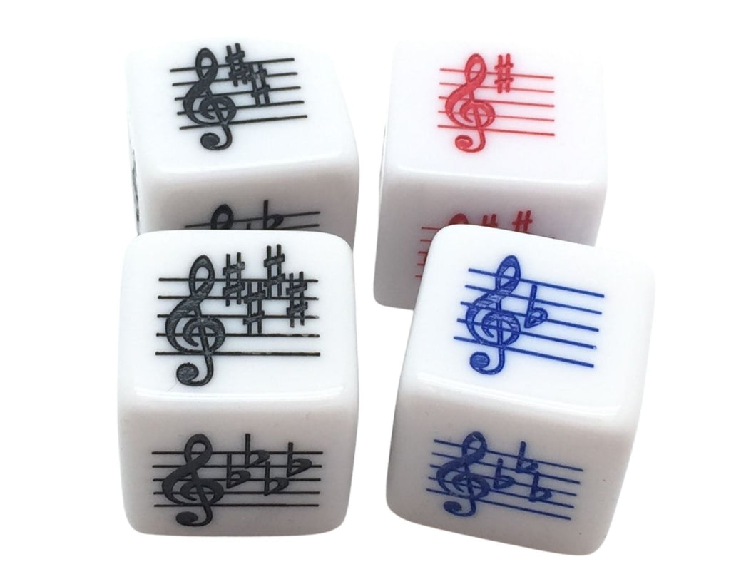 25 mm Key Signature Dice - Treble Clef - Sharps/Flats Basic/Advanced - Set of 4