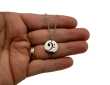 Load image into Gallery viewer, PS Stainless Steel Disc Bass Clef Necklace
