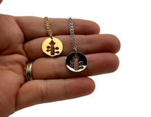 Load image into Gallery viewer, PS Stainless Steel Violin Viola Cello Scroll Disc Necklace
