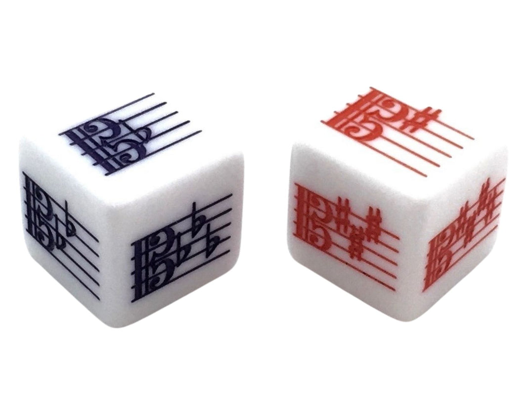 25 mm Key Signature Dice - Alto Clef - Sharps/Flats - Set of 2