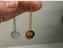 Load image into Gallery viewer, PS Stainless Steel Disc Bass Clef Necklace
