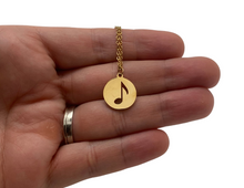 Load image into Gallery viewer, PS Stainless Steel Disc Music Note Necklace - Gold
