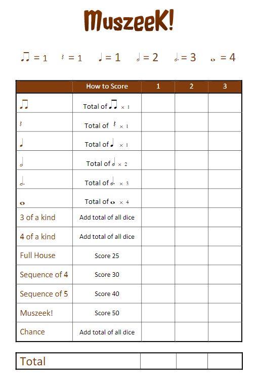 Muszeek - Brown Rhythm Dice Game