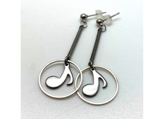 Load image into Gallery viewer, Dangle Drop Eighth Note Circle Earrings

