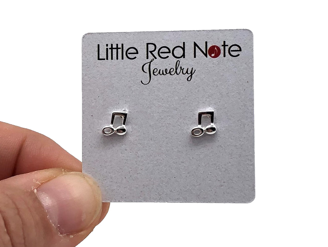 925 Sterling Silver Mini Beamed Eighth Note Earrings