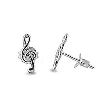 Load image into Gallery viewer, 925 Sterling Silver Treble Clef Medium Stud Earrings
