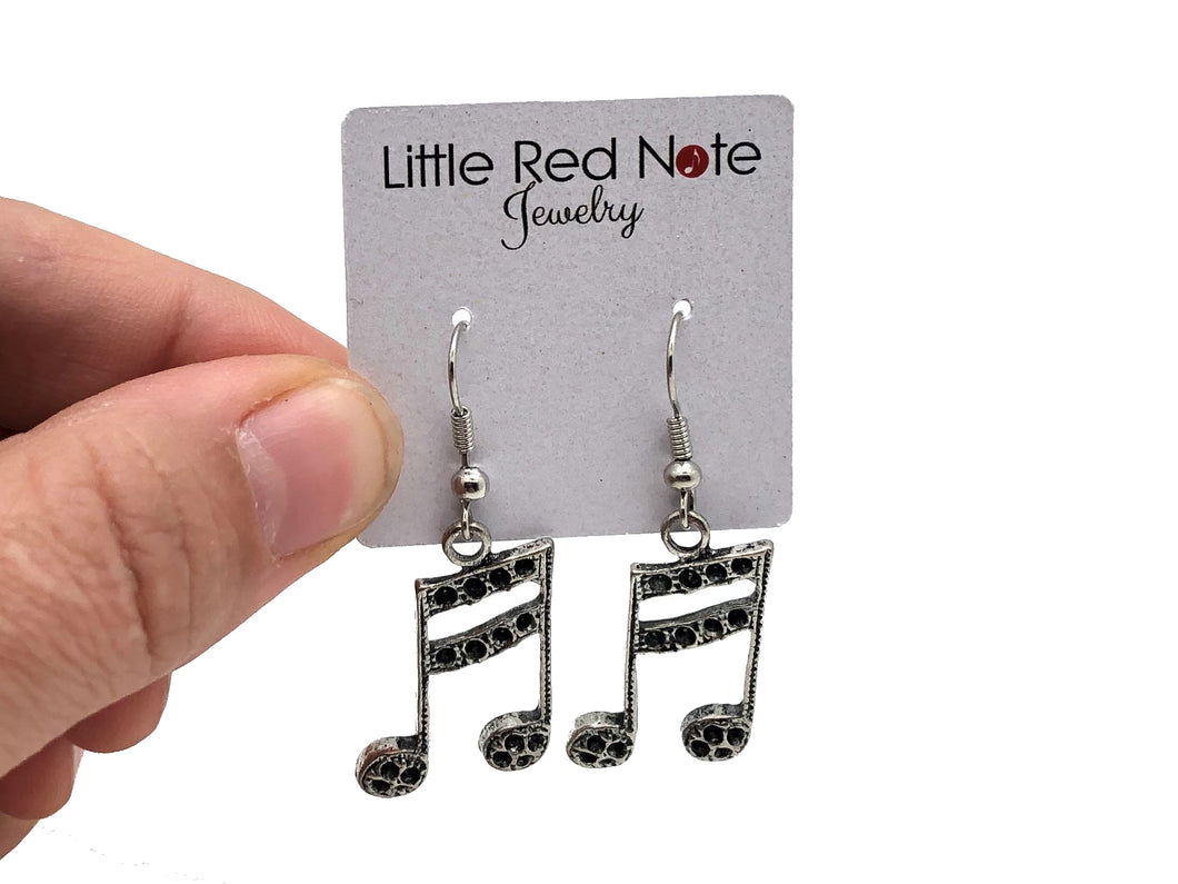 Dangle Fish Hook Tibetan Sixteenth Note Earrings