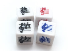 Load image into Gallery viewer, 25 mm Key Signature Dice - Treble Clef - Sharps/Flats Basic/Advanced - Set of 4
