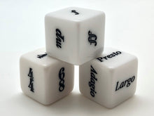 Load image into Gallery viewer, 25 mm Dynamics, Tempo, Time Signature Music Dice - Set of 3
