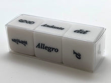 Load image into Gallery viewer, 25 mm Dynamics, Tempo, Time Signature Music Dice - Set of 3
