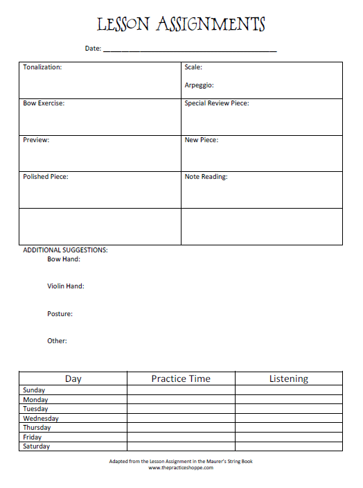 Lesson Assignments (Digital Download)