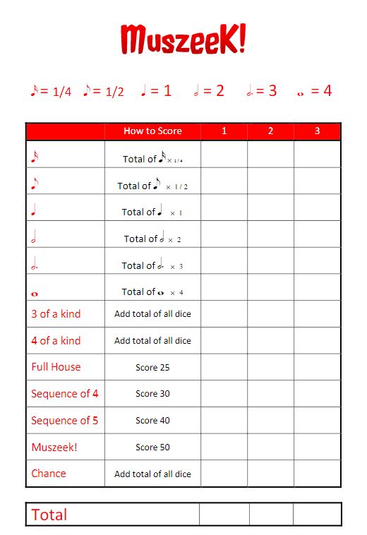 Muszeek - Red Rhythm Dice Game