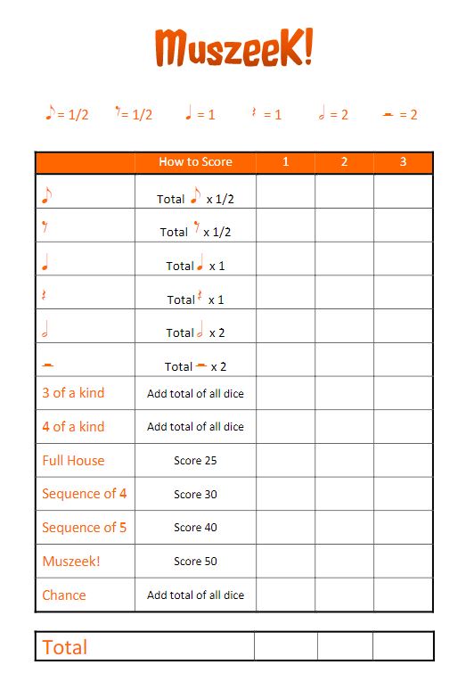 Muszeek - Orange Rhythm Dice Game