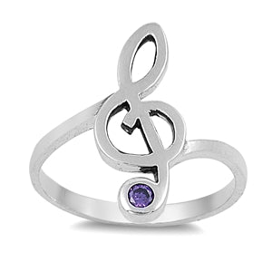 925 Sterling Treble Clef CZ Ring