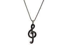 Load image into Gallery viewer, Stainless Steel Rhinestone Treble Clef Pendant Necklace
