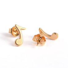 Load image into Gallery viewer, Stainless Steel Post Earrings Eighth Note - Gold
