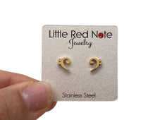 Load image into Gallery viewer, Stainless Steel PS Post Earrings Bass Clef - Gold
