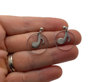 Load image into Gallery viewer, Dangle Stainless Steel Circle Eighth Note Post Earrings
