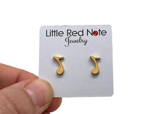 Load image into Gallery viewer, Stainless Steel Post Earrings Eighth Note - Gold
