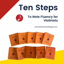 Load image into Gallery viewer, 10 Steps to Note Fluency for Violinists - 10 Sets of Flashcards (Digital Download)
