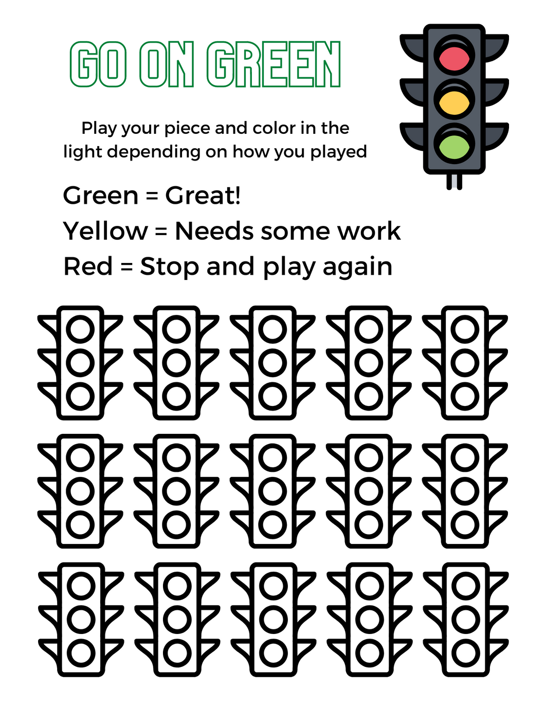 Traffic Light Practice Chart (digital download)